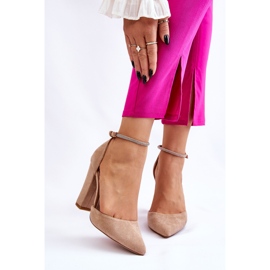 PM1 Tyylikkäät mokkanahkakorkopumput beige Kaliya 1