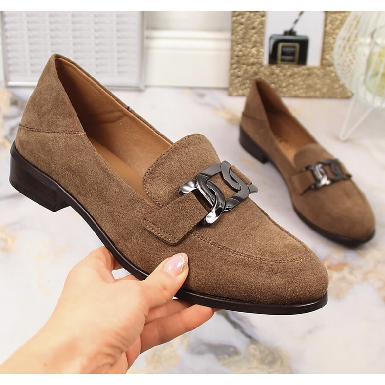 Naisten mokkanahka tasaiset kengät ruskeat Vinceza 10828 1