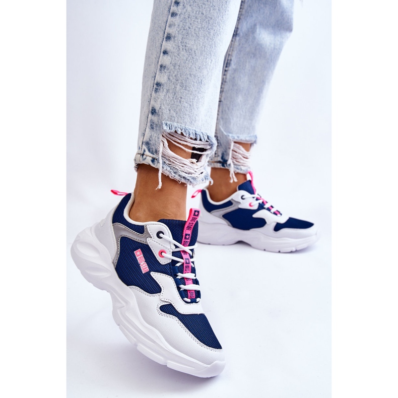 Naisten kevyet urheilukengät Big Star LL274376 Valkoinen ja tummansininen laivastonsininen 2