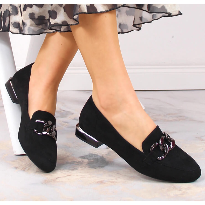 Naisten mokkanahka kengät ketjulla Sergio Leone MK739 musta 1