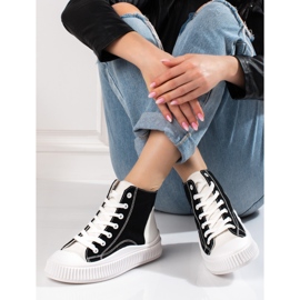 Shelovet naisten korkeat lenkkarit valkoisena ja mustana valkoinen 1