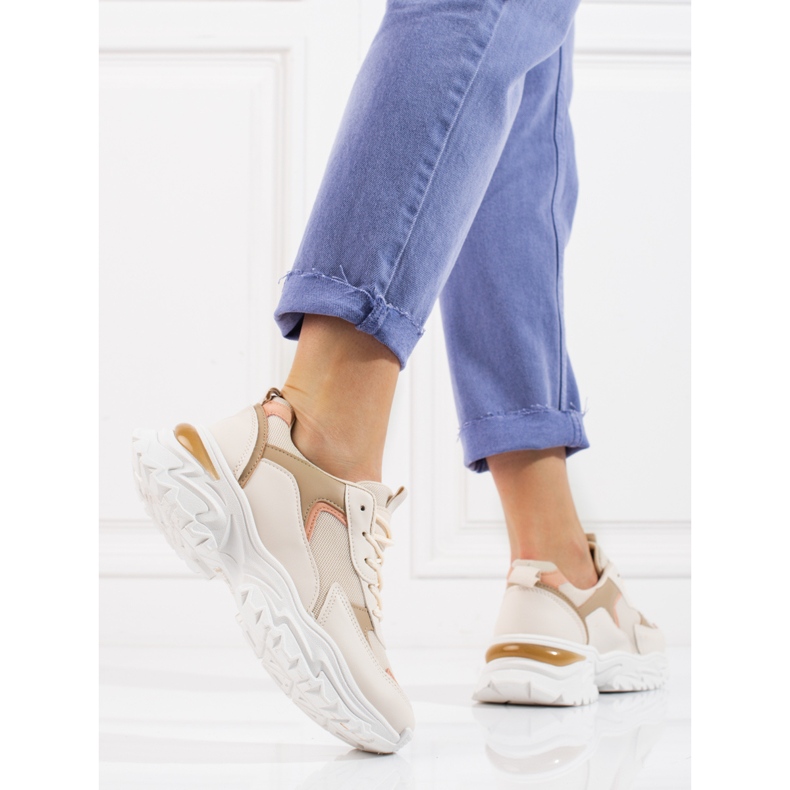 Naisten beigenväriset Shelovet platform tennarit oranssi 2