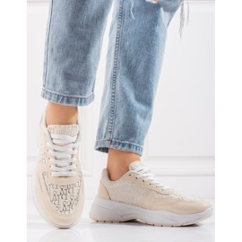 Shelovet naisten urheilukengät kiiltävä beige kuviointi 1