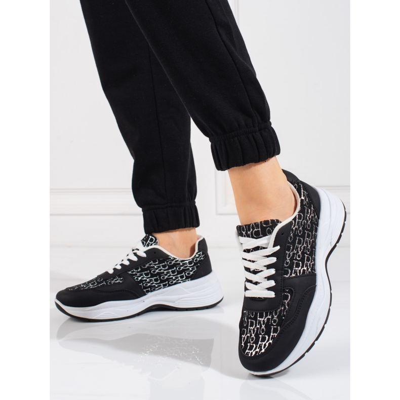 Shelovet naisten urheilukengät kiiltävällä mustalla kuviolla 1