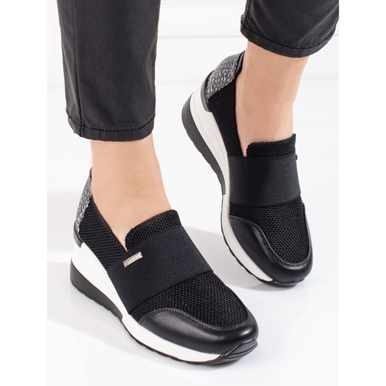 W. Potocki Potocki naisten mustat wedge-lenkkarit 1