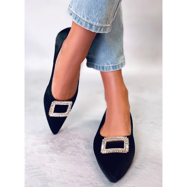 PA1 Tyylikkäät balerinat Lorella Black -kivillä musta 2