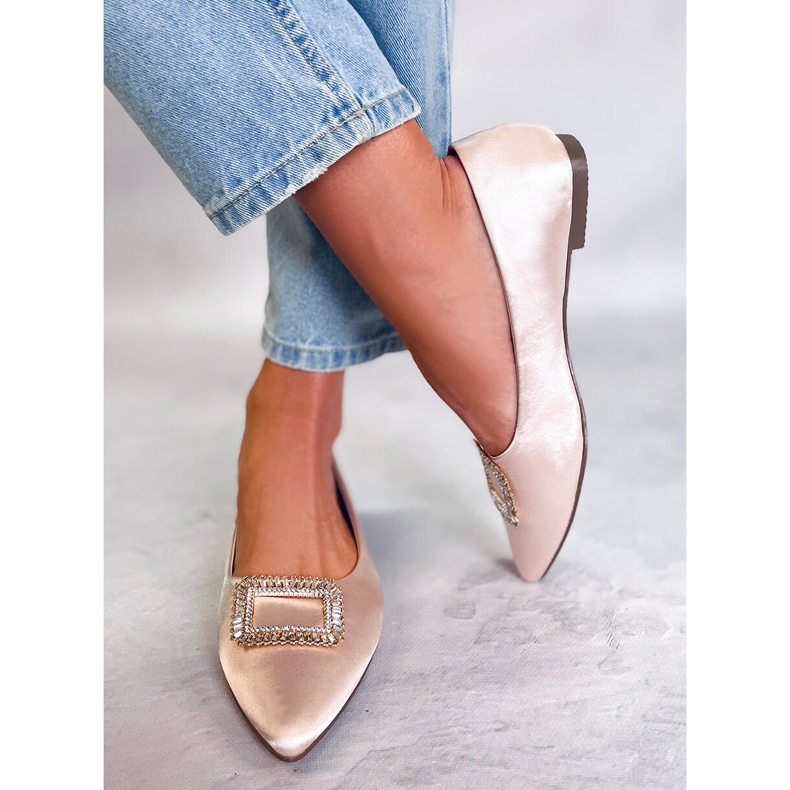 PA1 Tyylikkäät balerinat Lorella Beige -kivillä 2