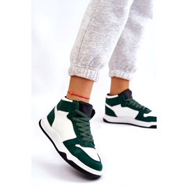 Naisten korkeat urheilukengät, lenkkarit, valkoinen ja vihreä 2