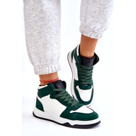 Naisten korkeat urheilukengät, lenkkarit, valkoinen ja vihreä 5