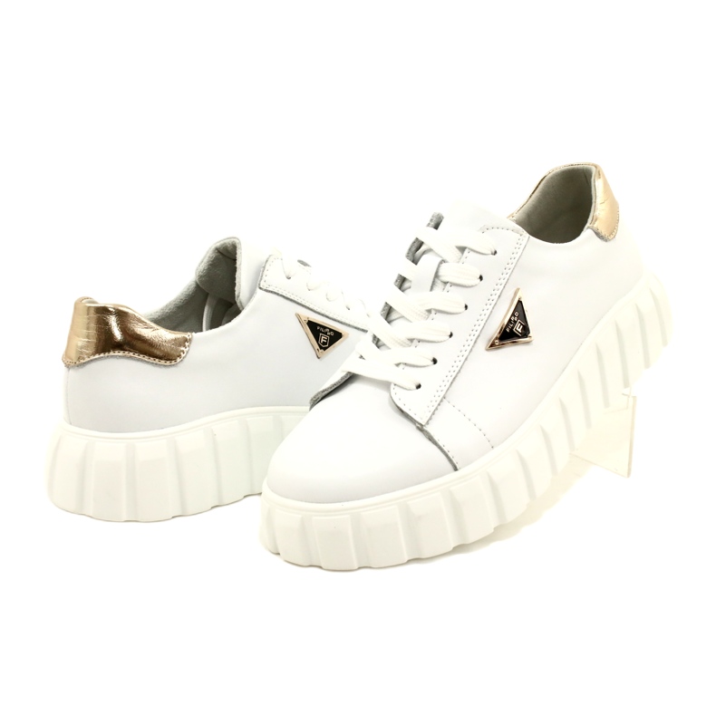 Nahkaiset lenkkarit Filippo DP4138 valkoinen kultainen 4