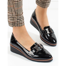 W. Potocki Potockin naisten lakatut kengät matalalla kiilalla musta 2