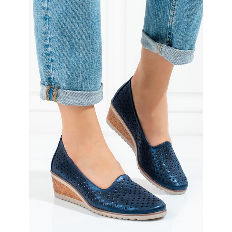 W. Potocki Naisten harjakattoiset pumput Potocki laivastonsininen 1