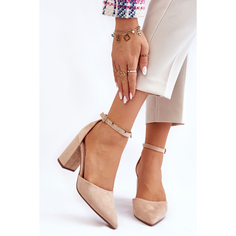 Suede Heel Pumps Beige Lexie 1