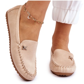 PS1 Naisten mokkanahkaiset loaferit beigeillä Leah-koristeilla 10