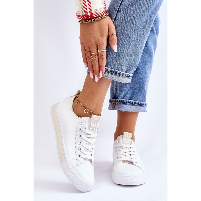 Klassiset naisten tennarit, valkoinen ja beige 2