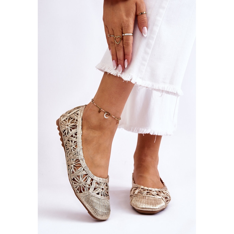 PS1 Harjakatkoiset muodikkaat kultaiset Thiago-ballerinat kultainen 1