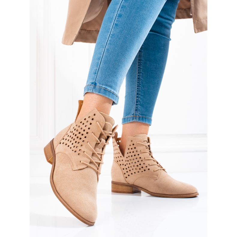 W. Potocki Naisten harjakattoiset nauhasaappaat Potocki beige 2