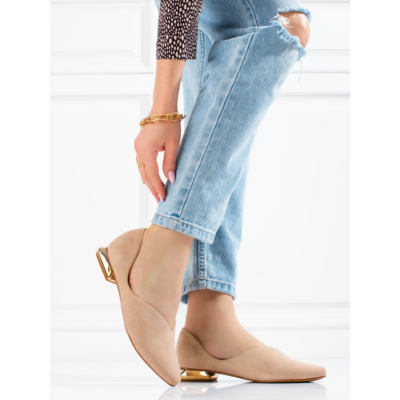 W. Potocki Naisten mokkanahkaballerinat Potocki beige 2