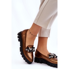 Naisten loaferit alustalla Laura Messi 2392 Tumma kulta kultainen 2