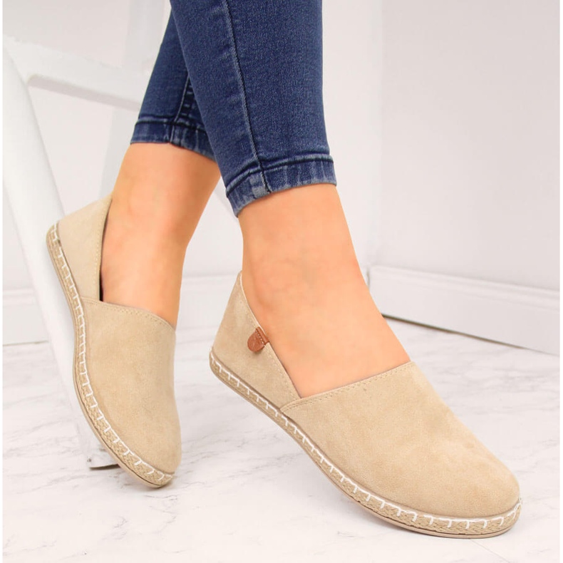 News Naisten leikatut espadrillit beige mokkanahka UUTISET 20TX02-2416 1
