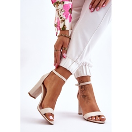 PS1 Klassiset mokkanahkaiset Amina vaalea beige-korkoiset sandaalit ruskea 2