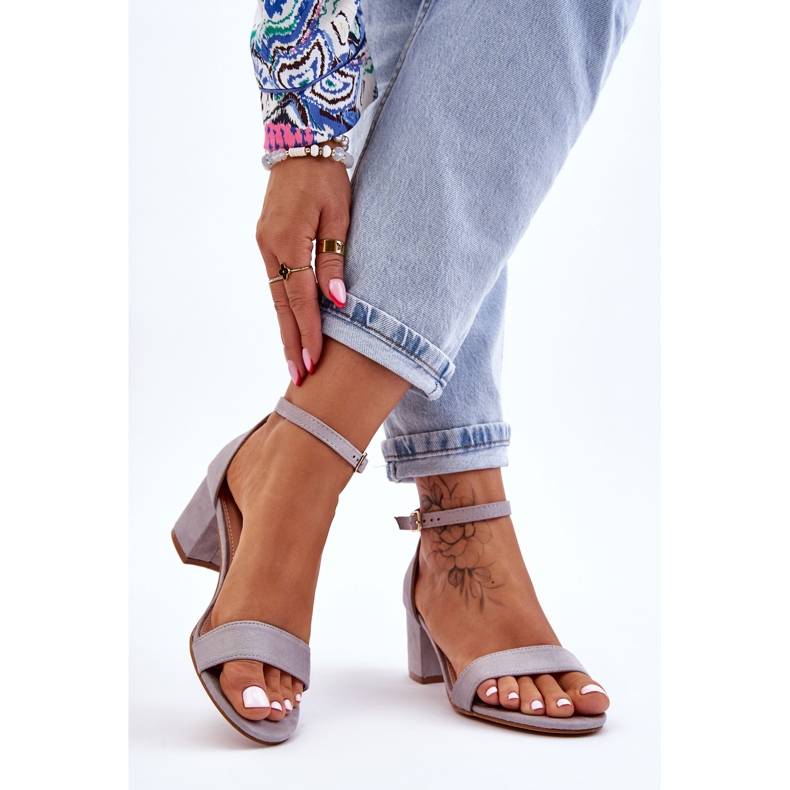 PS1 Harmaa Quincy matalakorkoiset mokkanahkasandaalit 2