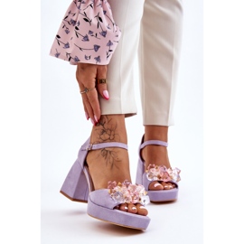 PS1 Muodikkaat sandaalit, joissa on kristalleja massiivisissa korkokengissä Purppura Garrett violetti 1
