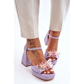 PS1 Muodikkaat sandaalit, joissa on kristalleja massiivisissa korkokengissä Purppura Garrett violetti 4