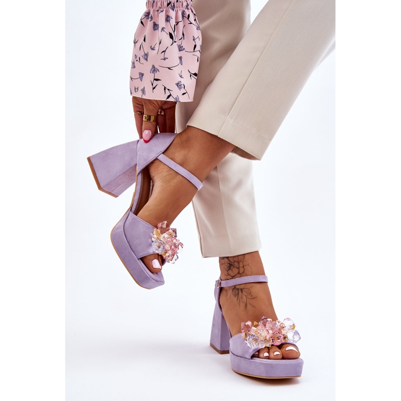 PS1 Muodikkaat sandaalit, joissa on kristalleja massiivisissa korkokengissä Purppura Garrett violetti 2