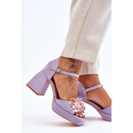 PS1 Muodikkaat sandaalit, joissa on kristalleja massiivisissa korkokengissä Purppura Garrett violetti 3