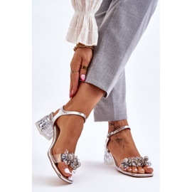 S.Barski Naisten sandaalit matalalla kantapäällä koristeilla hopea Benicio 2