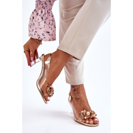 S.Barski Tyylikkäät läpinäkyvät sandaalit kultaisella lilakoristeella kultainen 2
