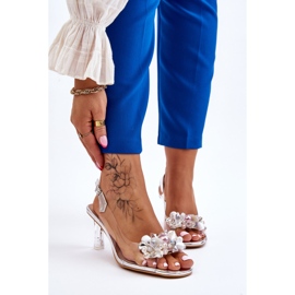 S.Barski Tyylikkäät läpinäkyvät sandaalit hopeisella lilakoristeella hopea 1