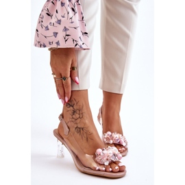 S.Barski Tyylikkäät läpinäkyvät sandaalit Nude Lilah -koristeella vaaleanpunainen 1