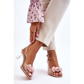 S.Barski Tyylikkäät läpinäkyvät sandaalit Nude Lilah -koristeella vaaleanpunainen 2