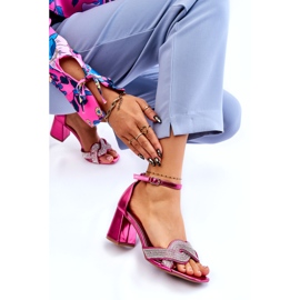PA1 Matalakorkoiset sandaalit fuksia Monran strassikivillä vaaleanpunainen 3