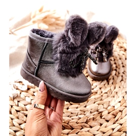 Lasten lumisaappaat turkiskorvilla Harmaa pupu ruskea hopea 1