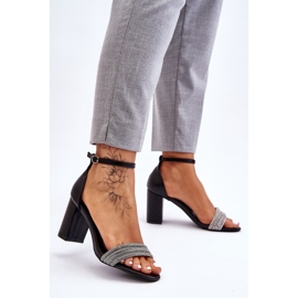 Tyylikkäät sandaalit Cubic Zirkonia korkeakorkokengillä musta Laurene 2