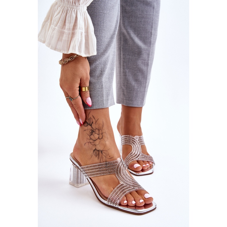 S.Barski Jaxen hopeakorkoiset sandaalit strassilla 1