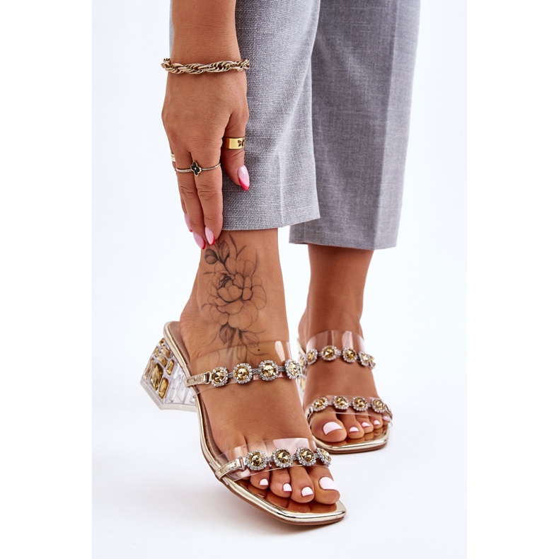 S.Barski Naisten tossut koristeellisilla zirkoneilla Golden Leyla kultainen 1