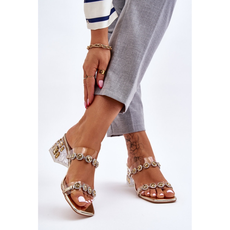 S.Barski Naisten tossut koristeellisilla zirkoneilla Golden Leyla kultainen 2