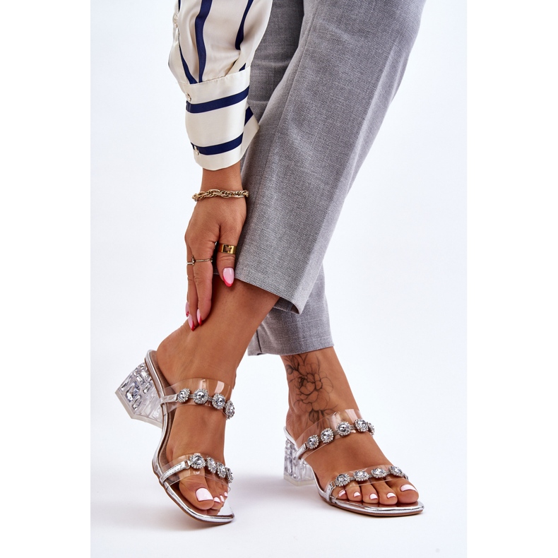 S.Barski Naisten tossut koristeellisilla zirkoneilla, hopea Leyla 2