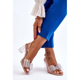 S.Barski Muodikkaat läpinäkyvät sandaalit Nude Ariella -rusetilla vaaleanpunainen 2