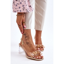 S.Barski Muodikkaat läpinäkyvät sandaalit kultaisilla Carmelo-koristeilla kultainen 1