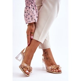 S.Barski Muodikkaat läpinäkyvät sandaalit kultaisilla Carmelo-koristeilla kultainen 2