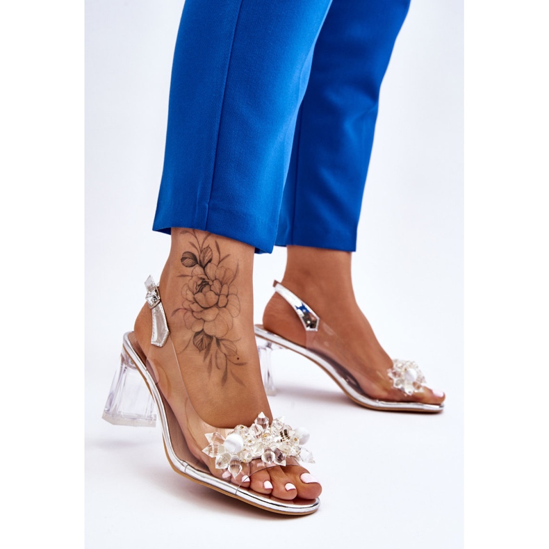 S.Barski Muodikkaat läpinäkyvät sandaalit hopeisilla Carmelo-koristeilla hopea 1
