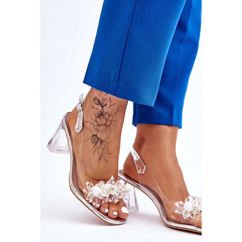 S.Barski Muodikkaat läpinäkyvät sandaalit hopeisilla Carmelo-koristeilla hopea 2