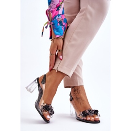 S.Barski Muodikkaat läpinäkyvät sandaalit koristeilla musta Carmelo 2