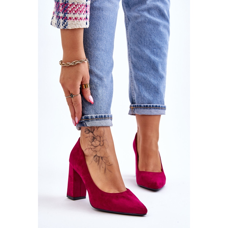 Suede Heel Pumps Sergio Leone PB216 Fuchsia vaaleanpunainen 1