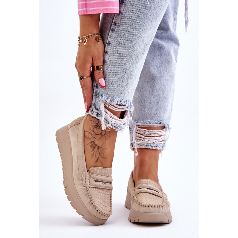 Lemar Suede Platform Loafers Vaalea beige Milana 2